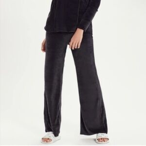 Goldie Velour Wide Leg Pull On Pants Charcoal Black Size XS